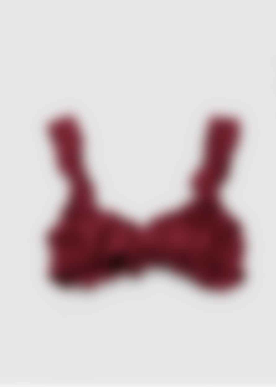 Frankies Bikinis  Womens Colby Ruffle Bikini Top In Red