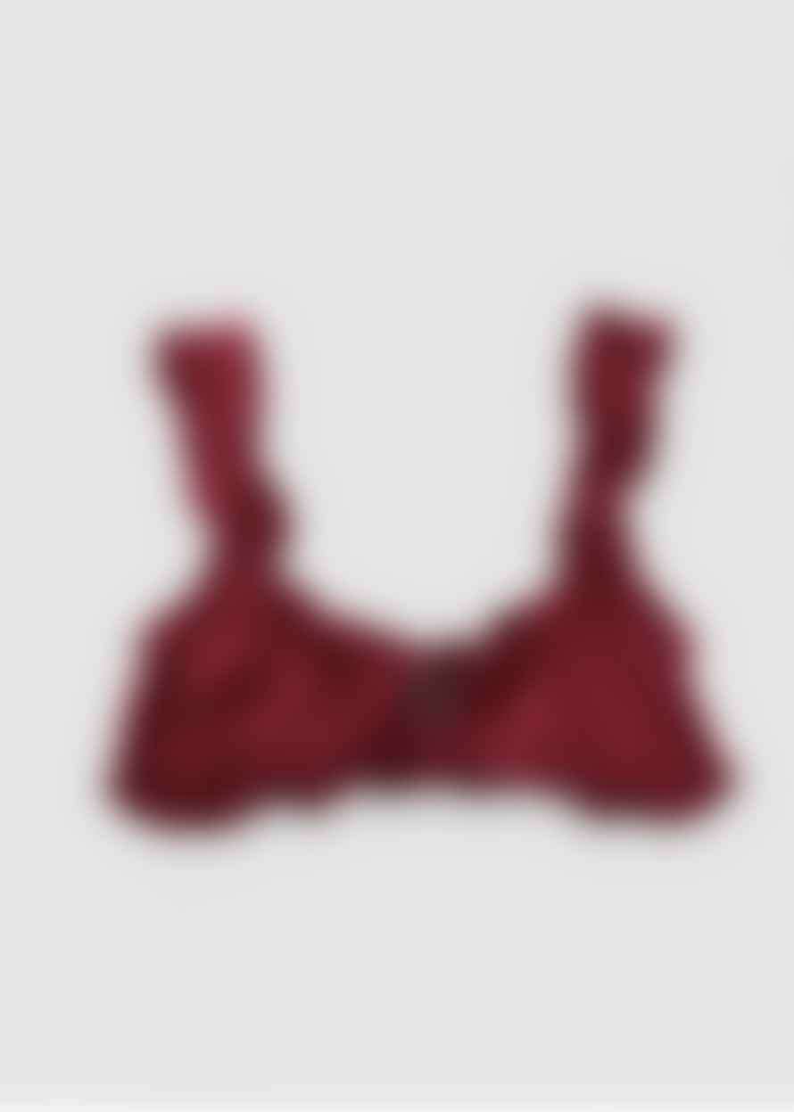 Frankies Bikinis  Womens Colby Ruffle Bikini Top In Red