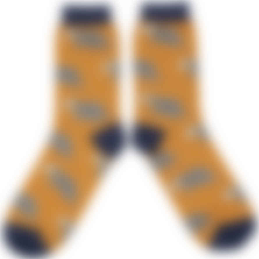 Catherine Tough Men's Mustard Badger Lambswool Ankle Socks