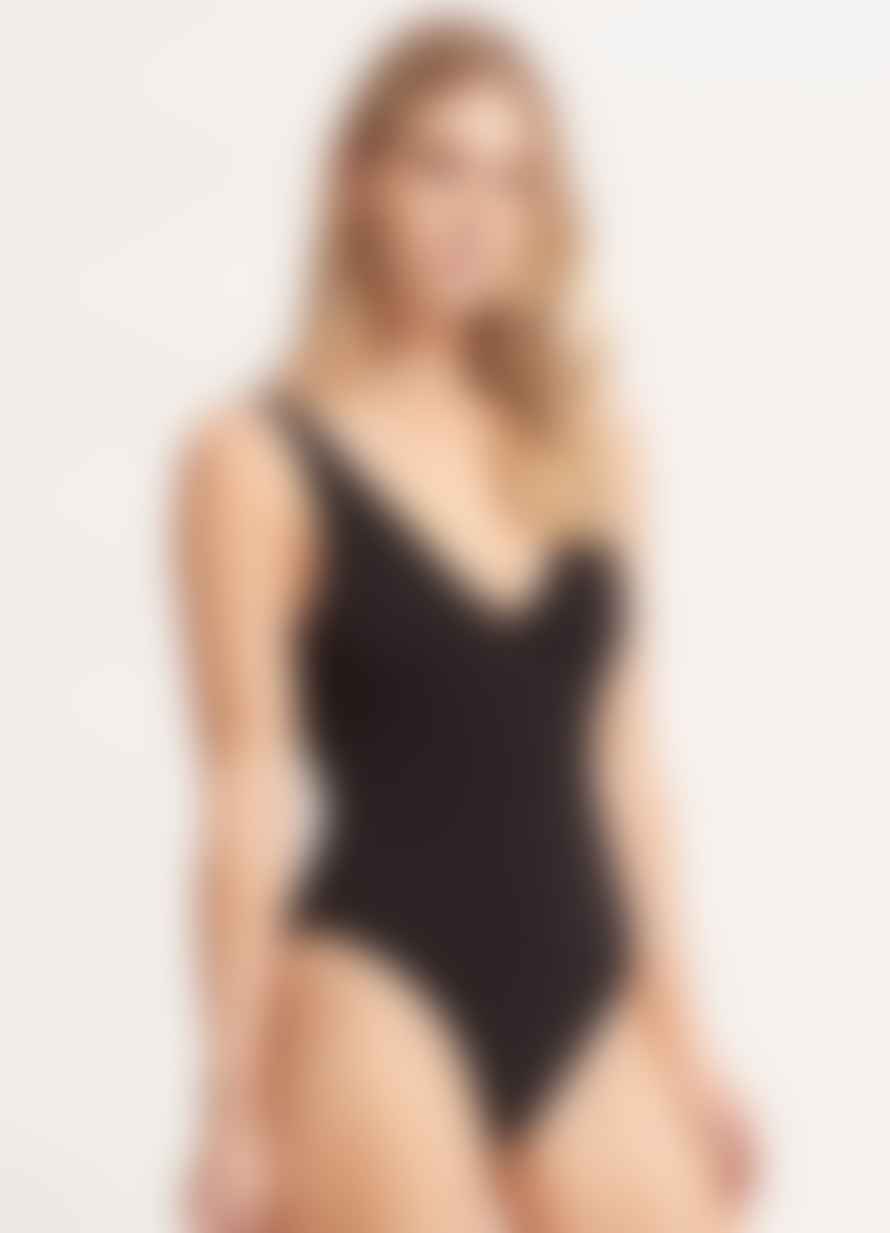 Seafolly Seadive Deep V Neck Swimsuit In Black