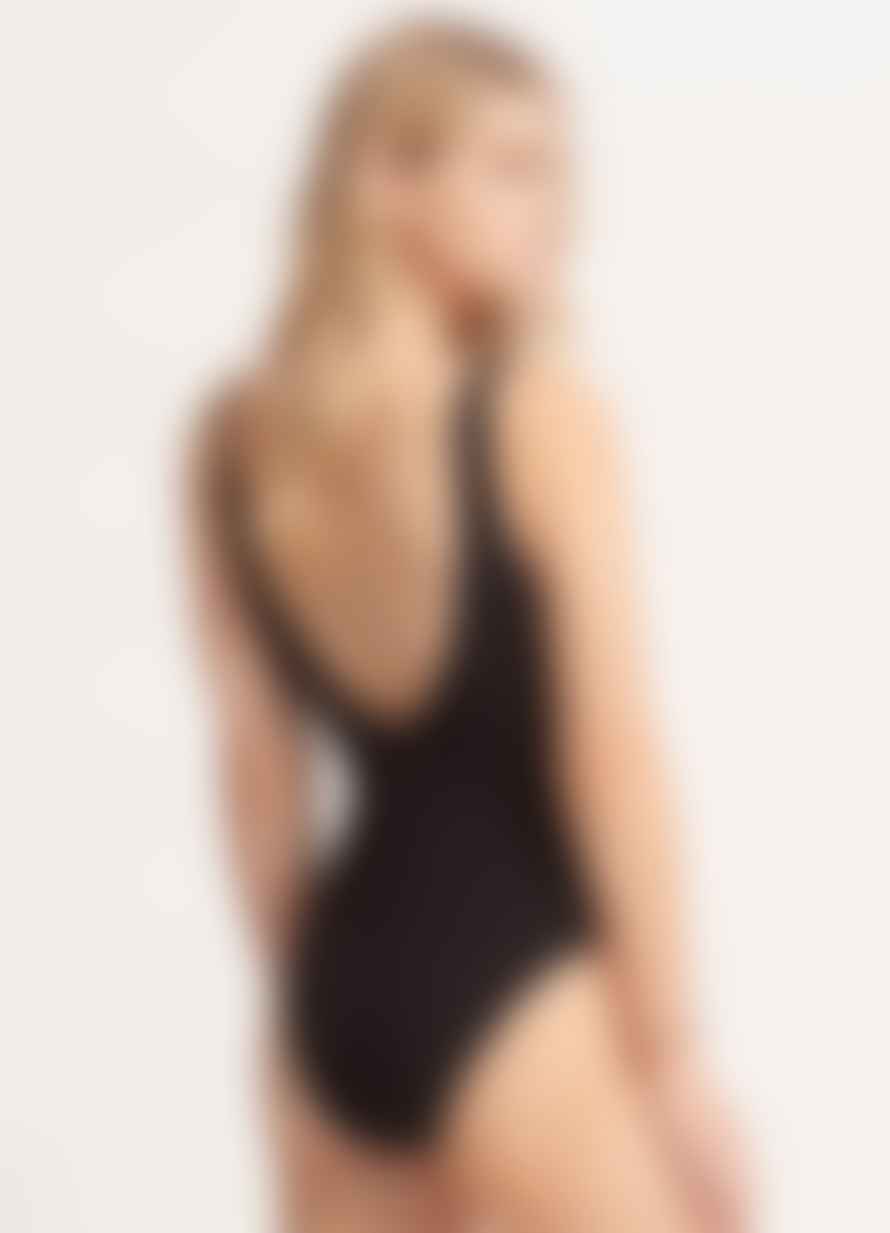 Seafolly Seadive Deep V Neck Swimsuit In Black