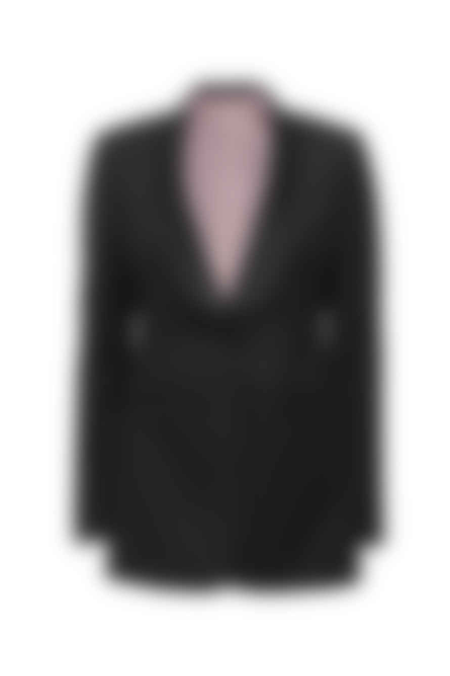 Anna James Single-Breasted Tux Blazer In Black Onyx Wool