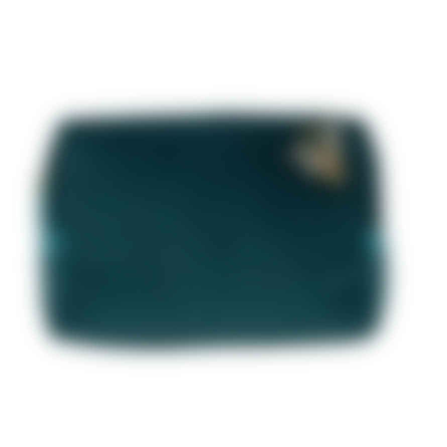 SIXTON LONDON Recycled Velvet Make-Up Bag with Queen Bee Pin - Teal