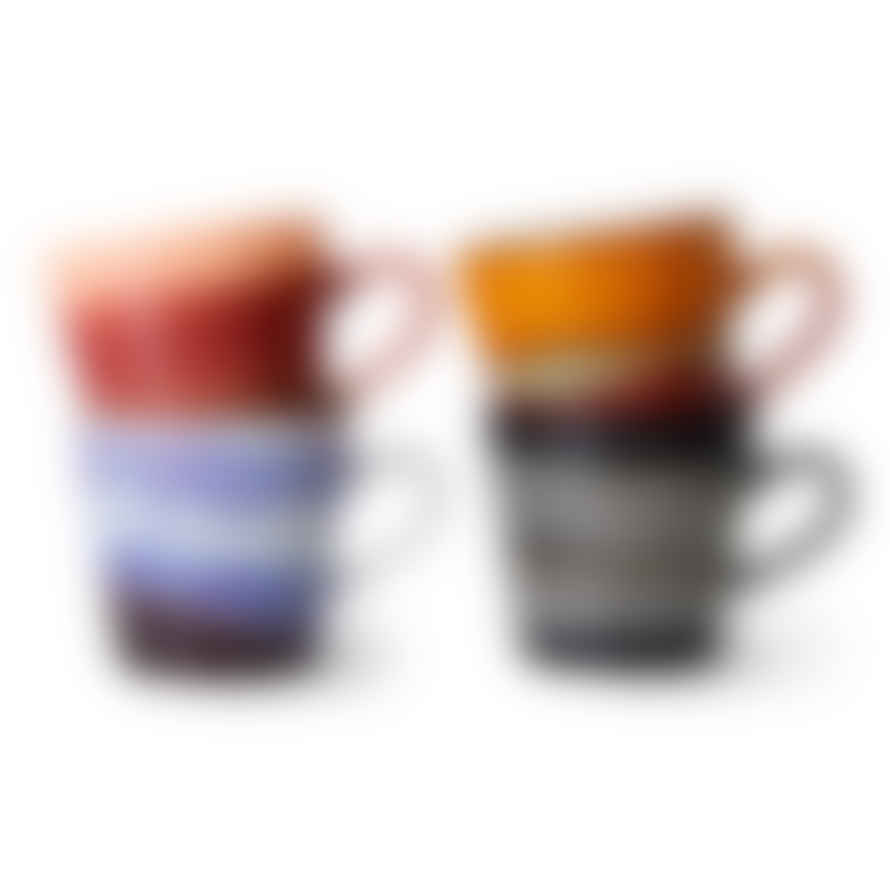 HK Living 70's Ceramics Friction Americano Mugs (Set of 4)