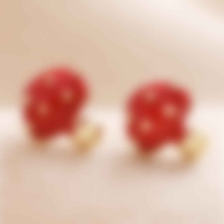 Lisa Angel Lisa Angel Red Enamel Mushroom Stud Earrings Gold