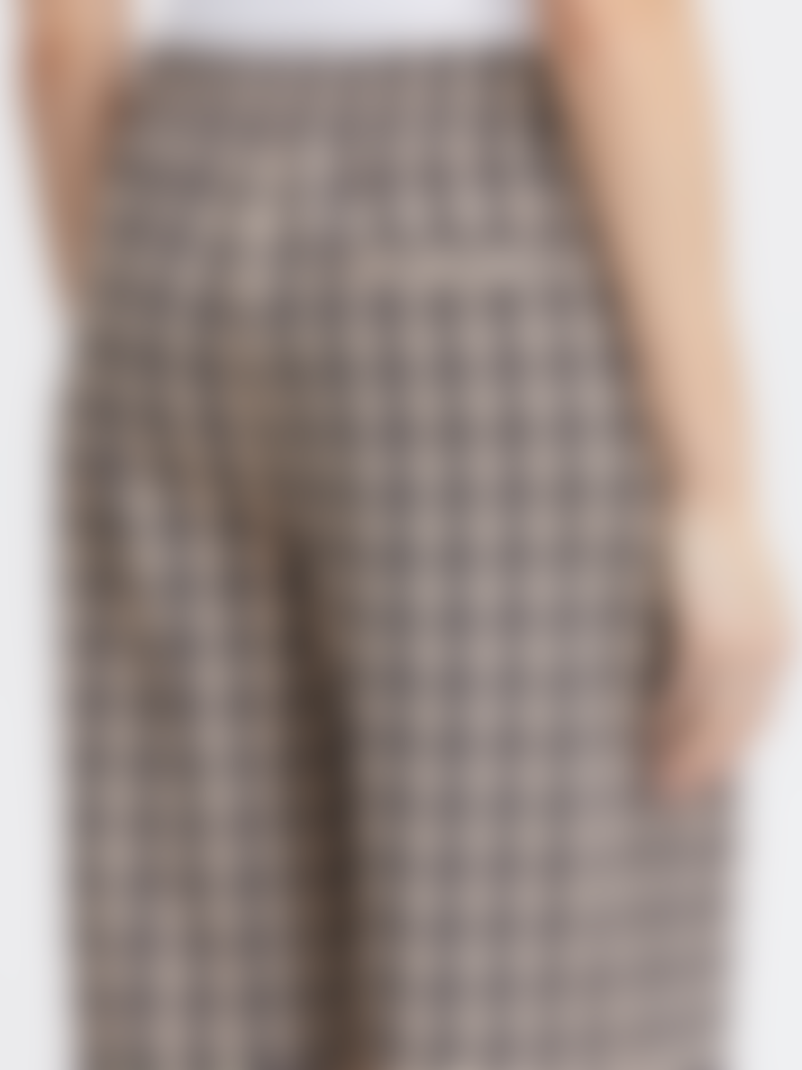 ICHI Kate Houndstooth Wide Trousers - Doeskin