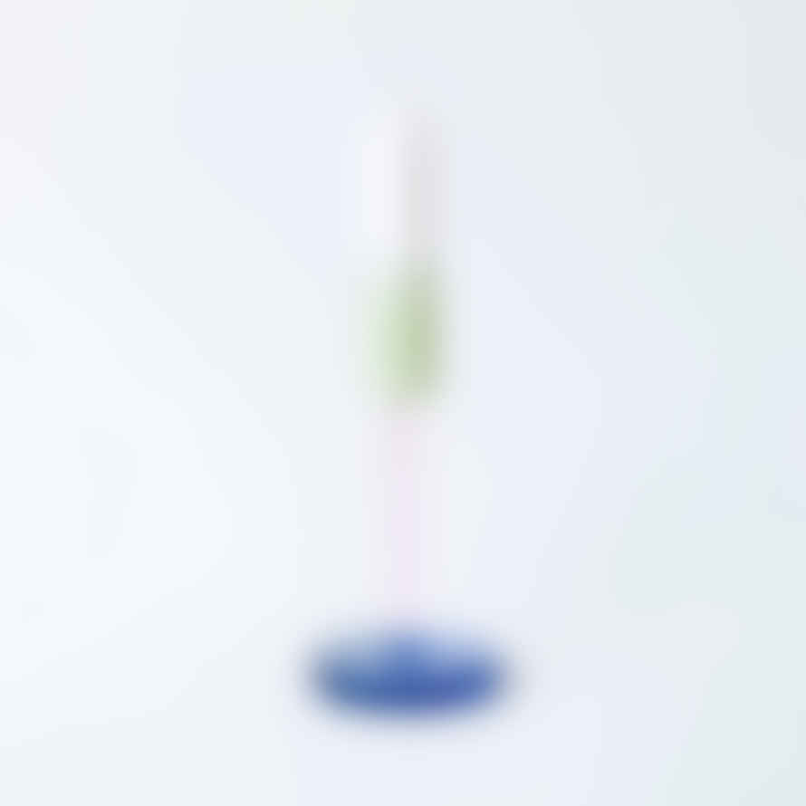 Block Design Green & Pink Glass Candlestick | Medium
