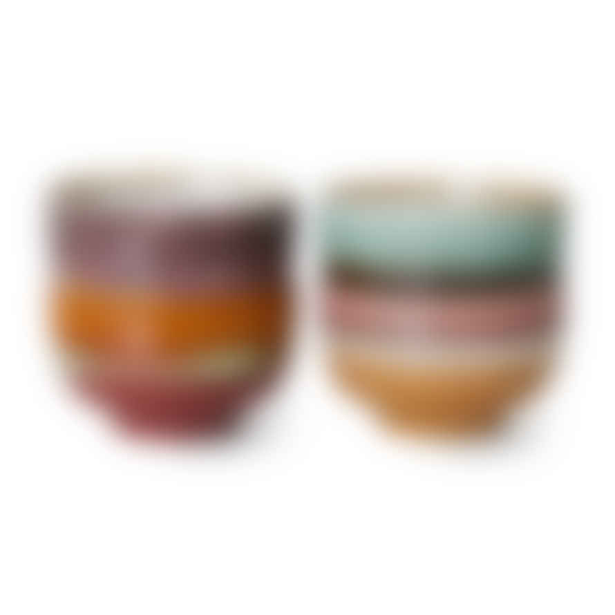 HK Living Set of 4 Geyser 70s Ceramics Noodle Bowls