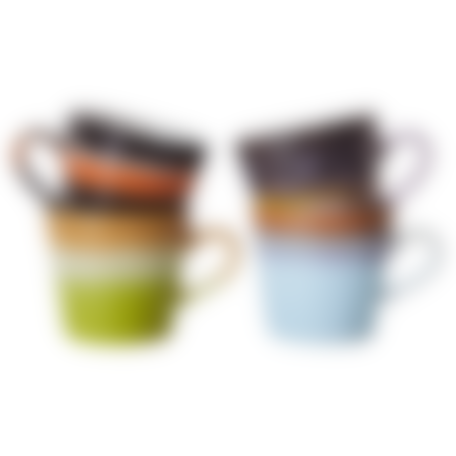 HK Living 70's Ceramics Cappuccino Mugs | Solid | Set of 4