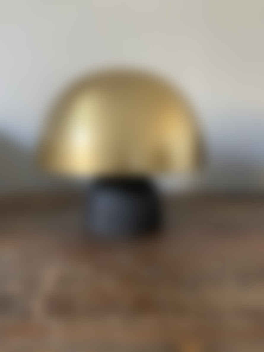 Window Dressing the Soul - Home Vega Mushroom Table Lamp - Antique Brass Finish Iron And Antique Black