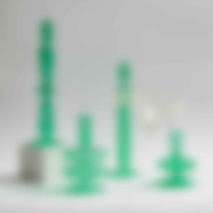 Ivore Glass Candlestick - Green
