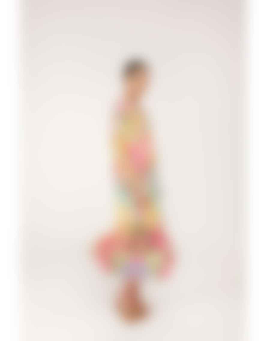 Inoa Marigold Siena V Neck Midi Dress Col: Bright Multi