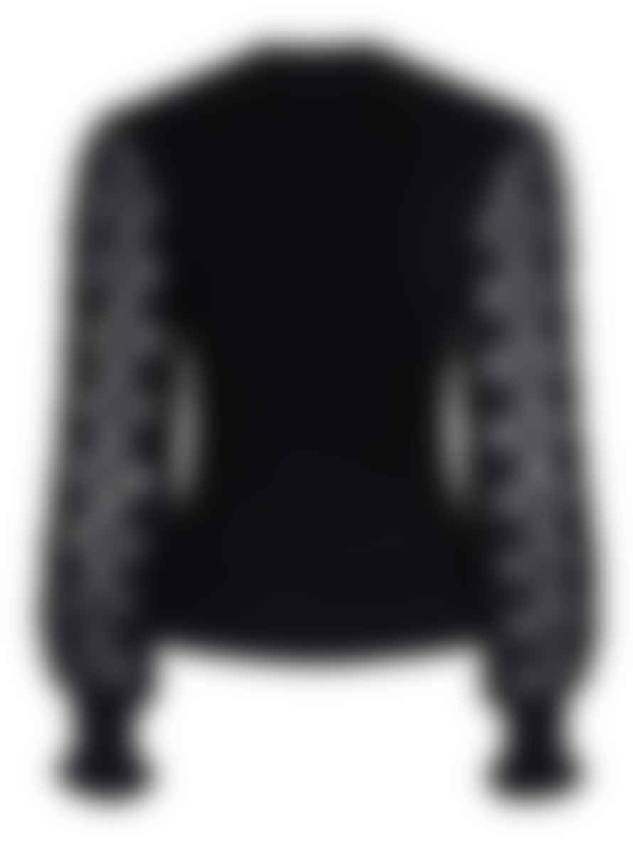 Y.A.S Frillme LS Knit Pullover - Black