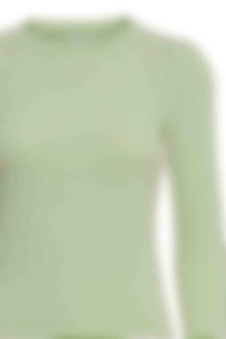 ICHI Ihmira Long Sleeve T Shirt - Green Tea Stripe