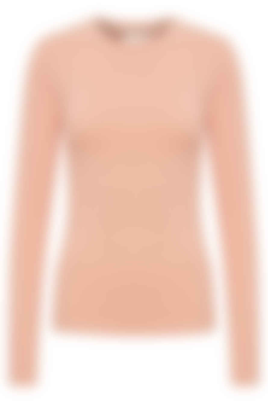 ICHI Ihmira Long Sleeve T Shirt - Coral