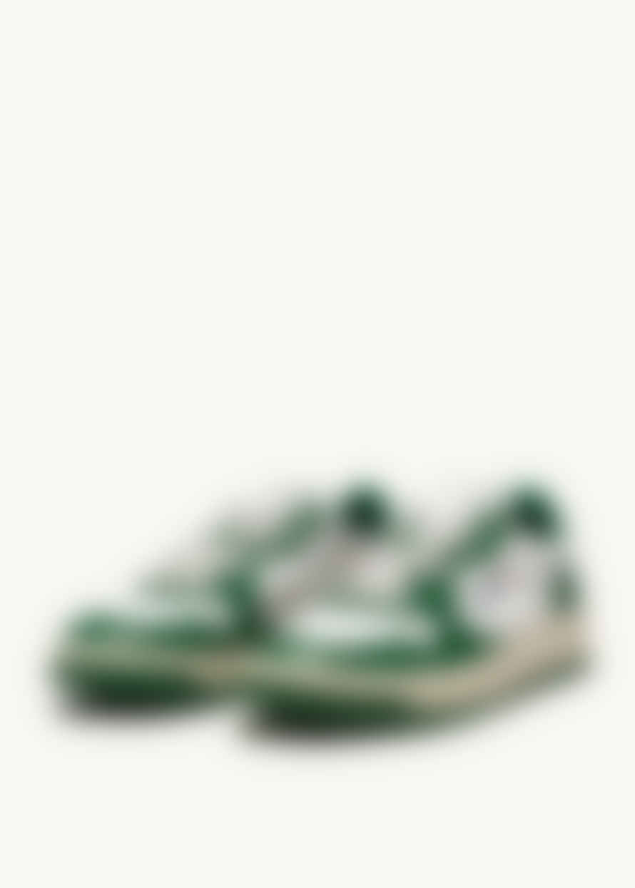 Autry Medalist Leather Two-Tone Sneakers - Green / White