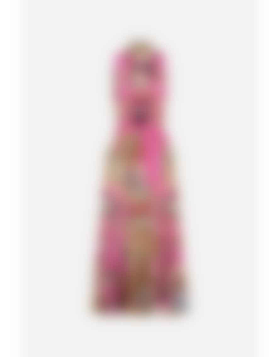 Camilla Call Of The Canal Necktie Elasticated Dress Col: Pink Multi, S