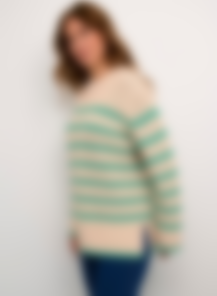 KAFFE Cilla Knit Pullover In Sand Dollar/gumpdrop Green From