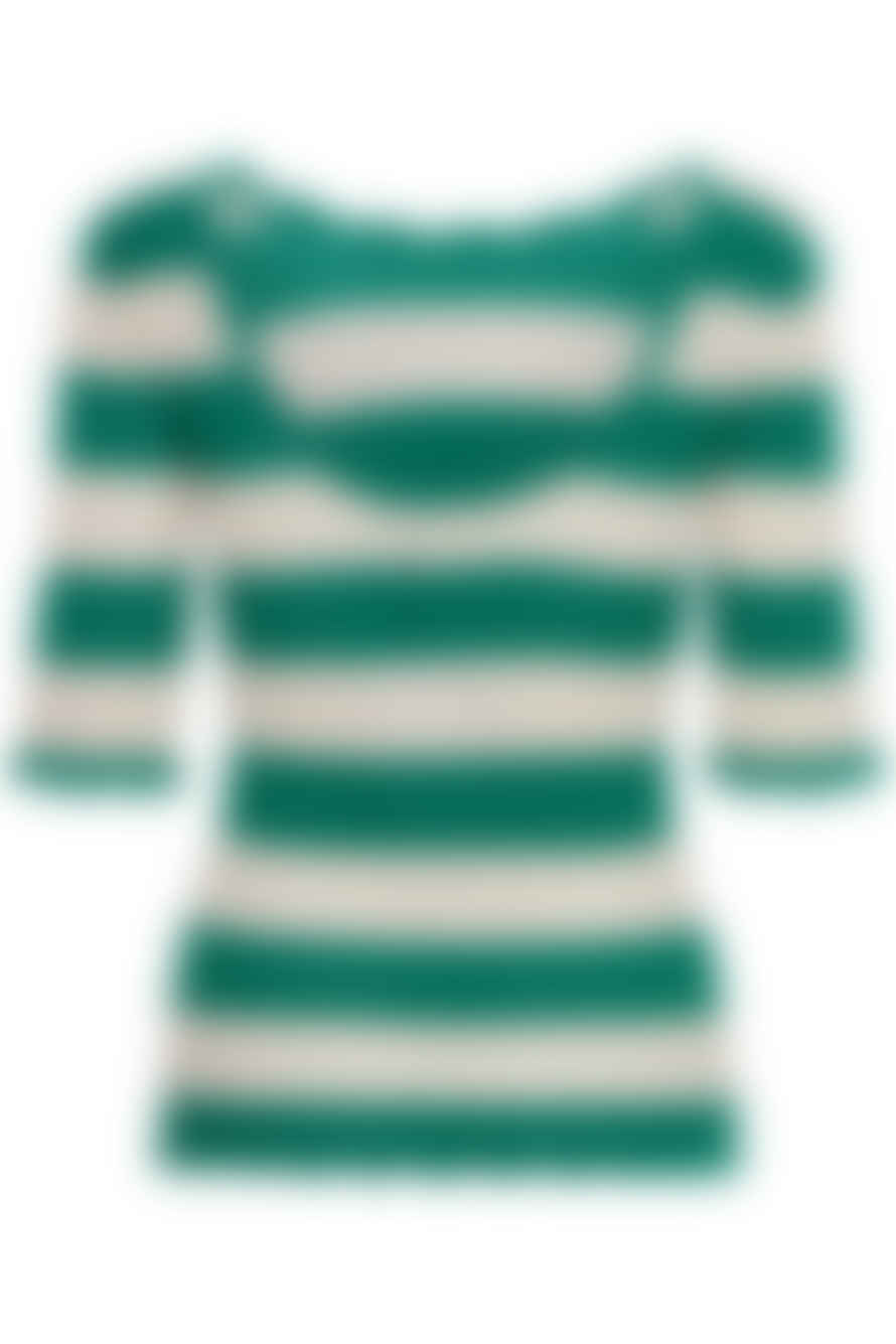 ATELIER REVE Fanto Short Sleeved Knit-Pepper Green Stripes-20120124