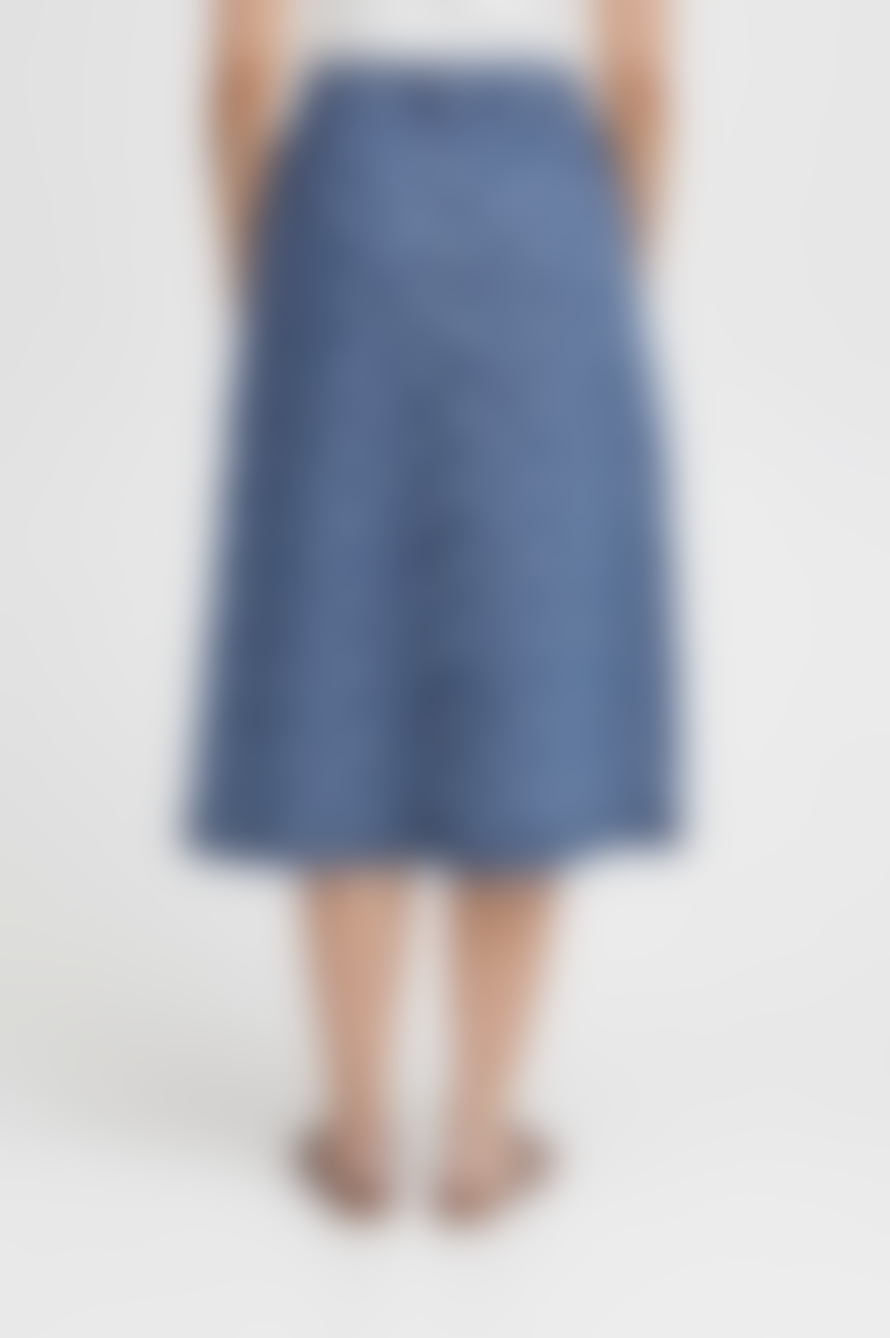 ICHI Haski Medium Blue Denim Skirt
