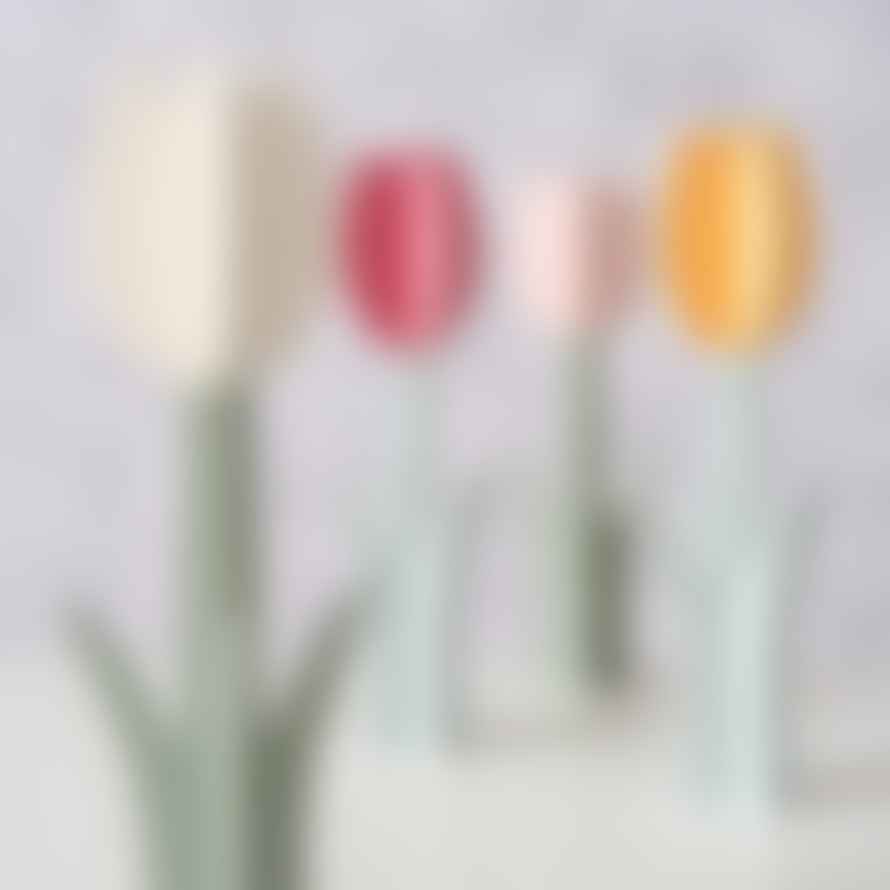&Quirky Springtime Wooden Tulip Decorations : Set of 2 - Orange, Pink, Red or White