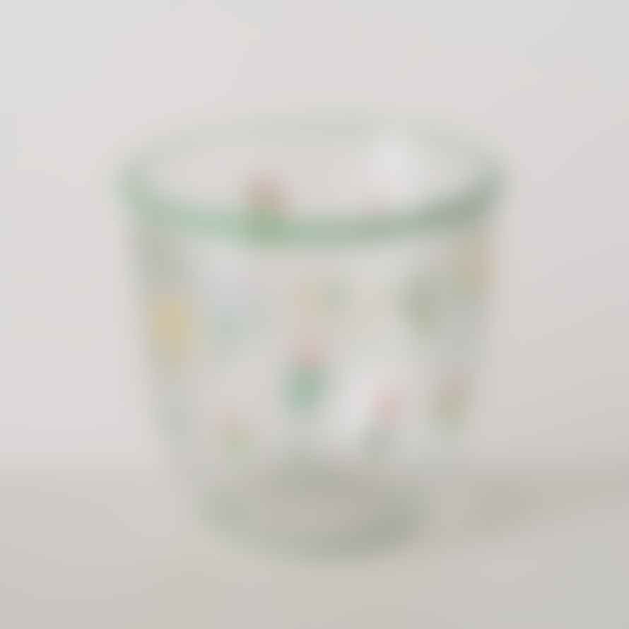 &Quirky Springtime Flower Drinking Glass / Candle Pot : Yellow or Green 
