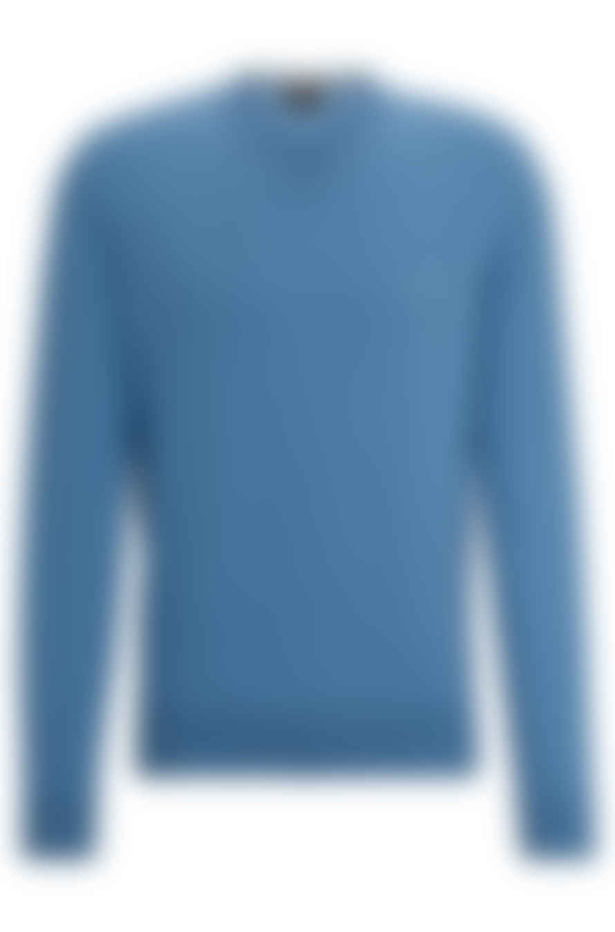 Hugo Boss Boss - Pacello Light Pastel Blue V-neck Cotton Sweater 50506042 459