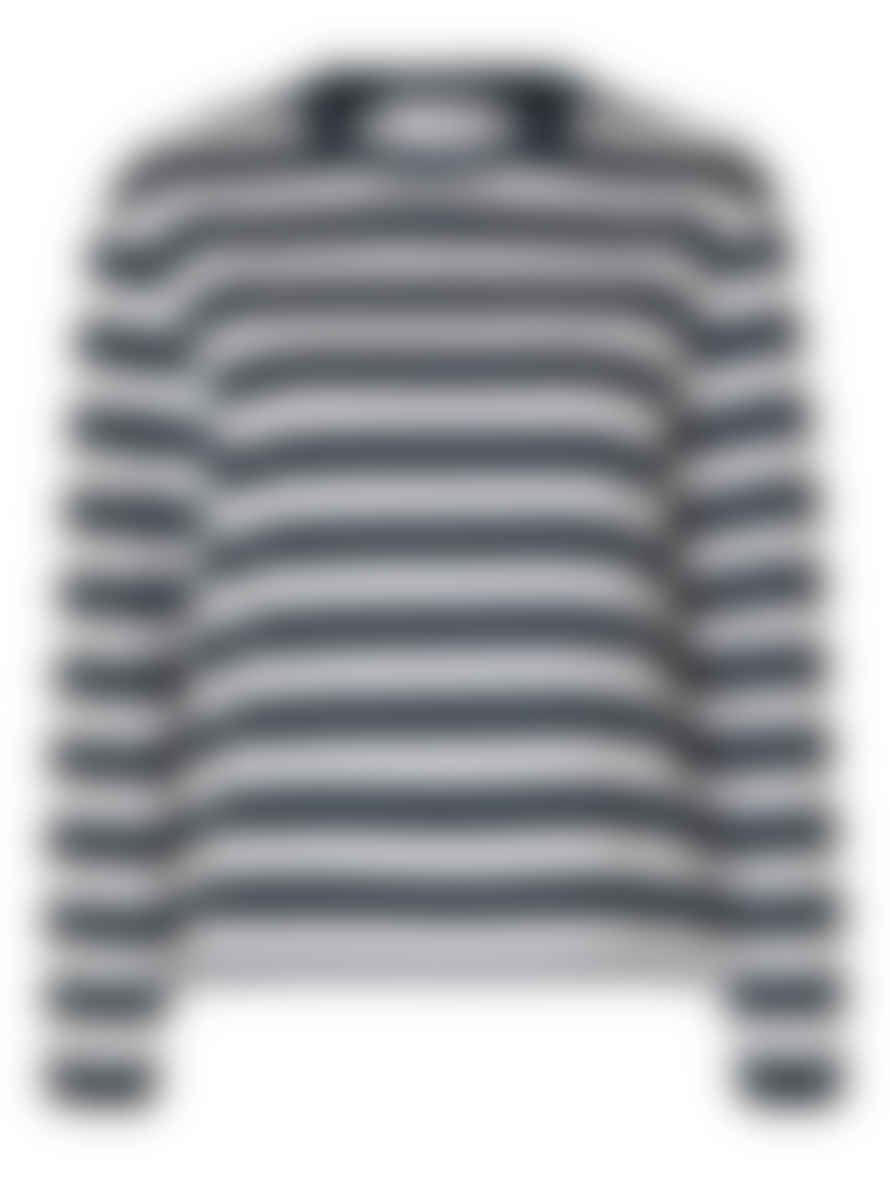 Selected Femme Long Sleeved Striped Boxy Tee - Dark Sapphire/white