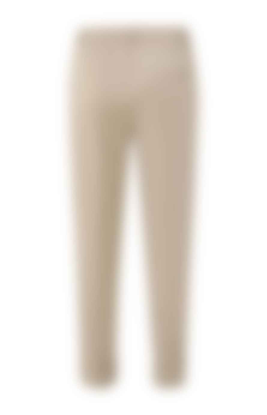 Yaya Scuba Trousers With Straight Leg, Pockets And Elastic Waist - Aluminium Beige