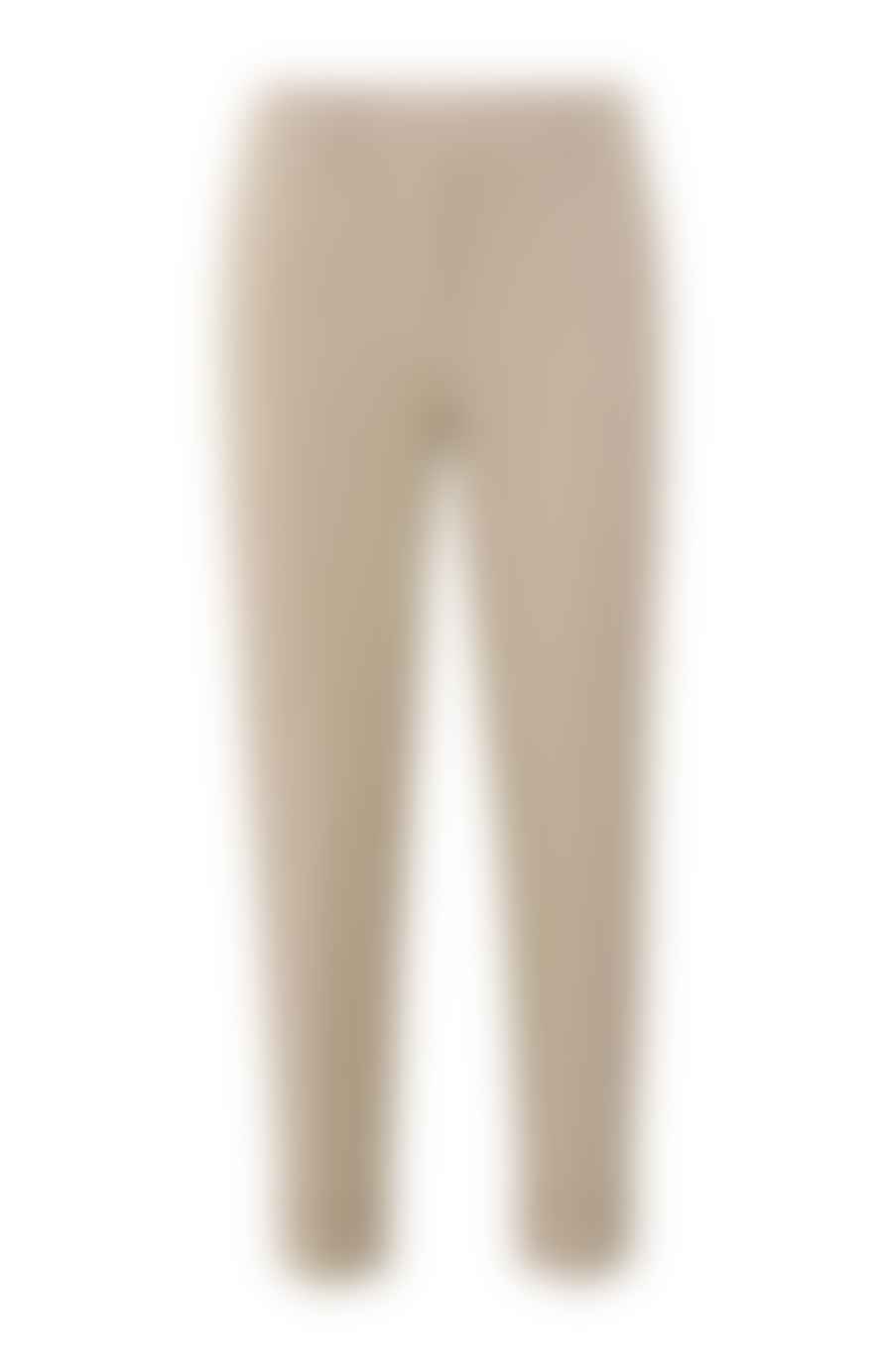 Yaya Scuba Trousers With Straight Leg, Pockets And Elastic Waist - Aluminium Beige