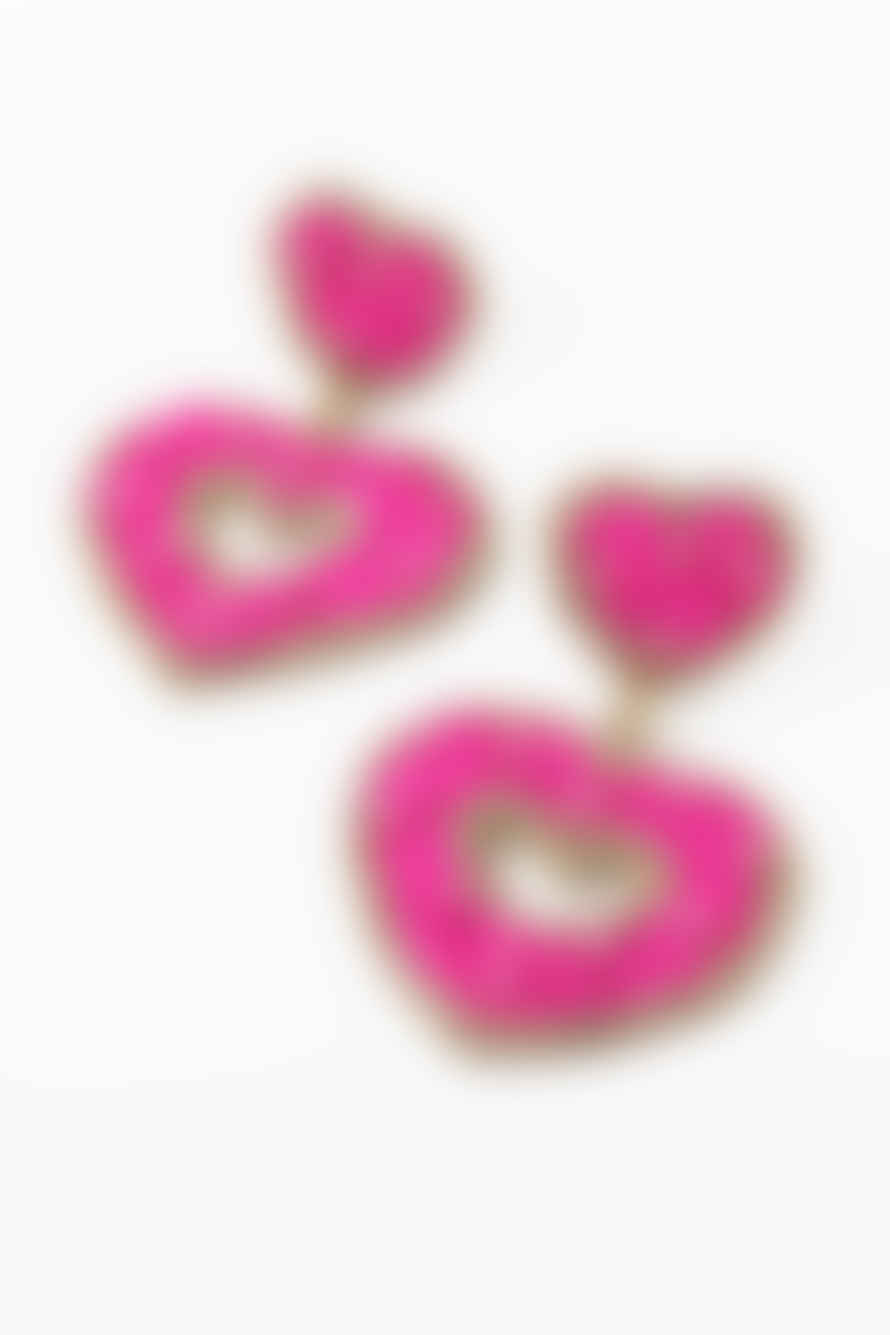 My Doris Pink Heart Sparkle Earrings