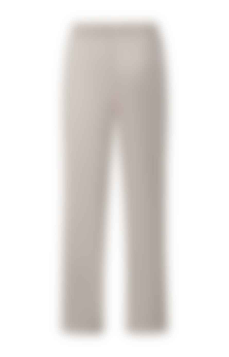 Yaya Soft Woven Wide Leg Trousers, With Elastic Waist And Slits - Silver Beige