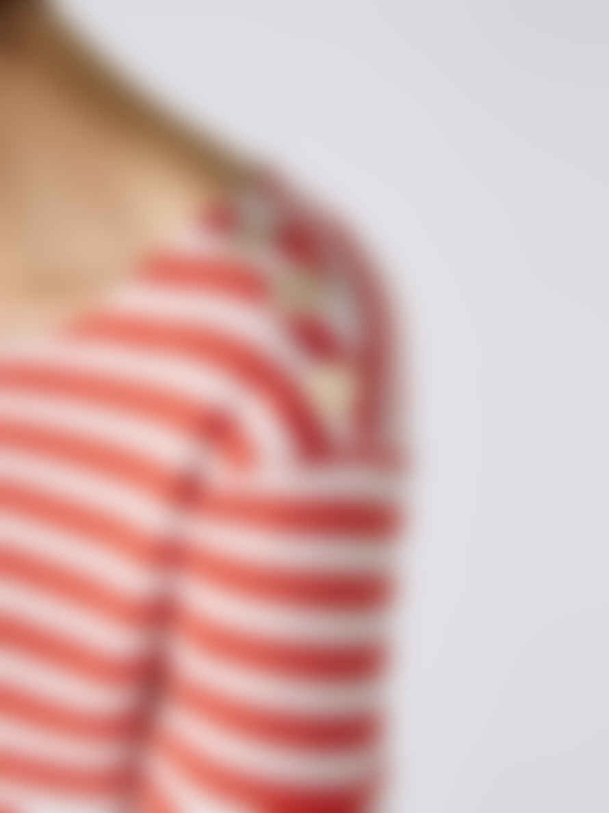 Oui Striped Long Sleeve T-shirt Red & White
