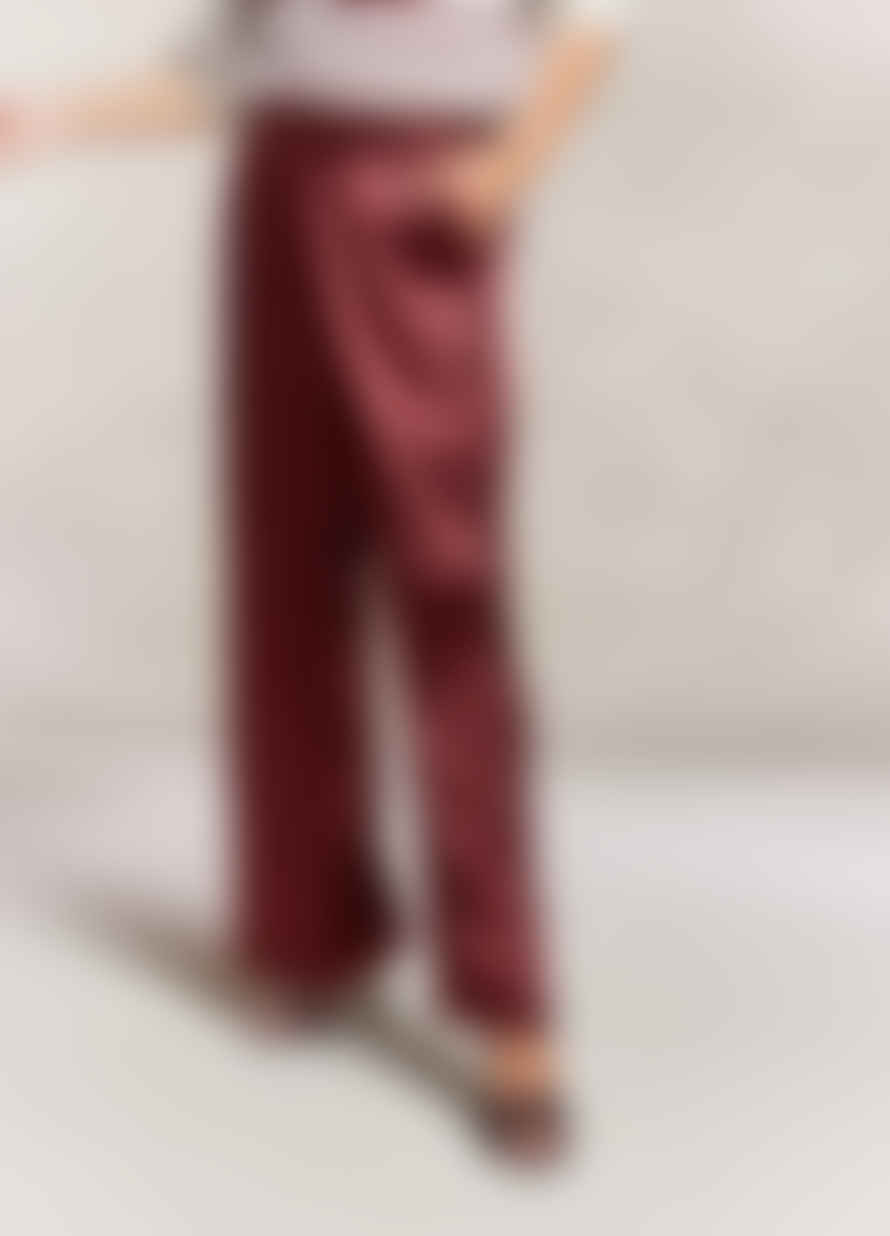 SUMMUM WOMAN Straight Leg Satin Trouser - Red Grape