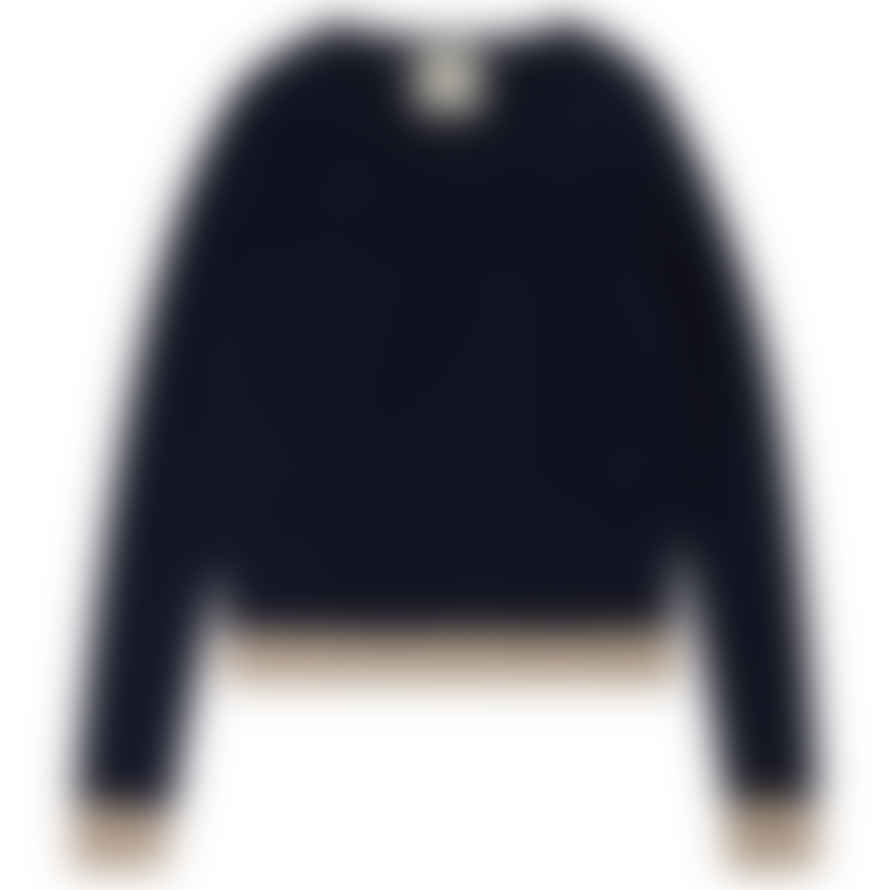 Jumper 1234 Contrast Crew Sweater In Navy And Brown