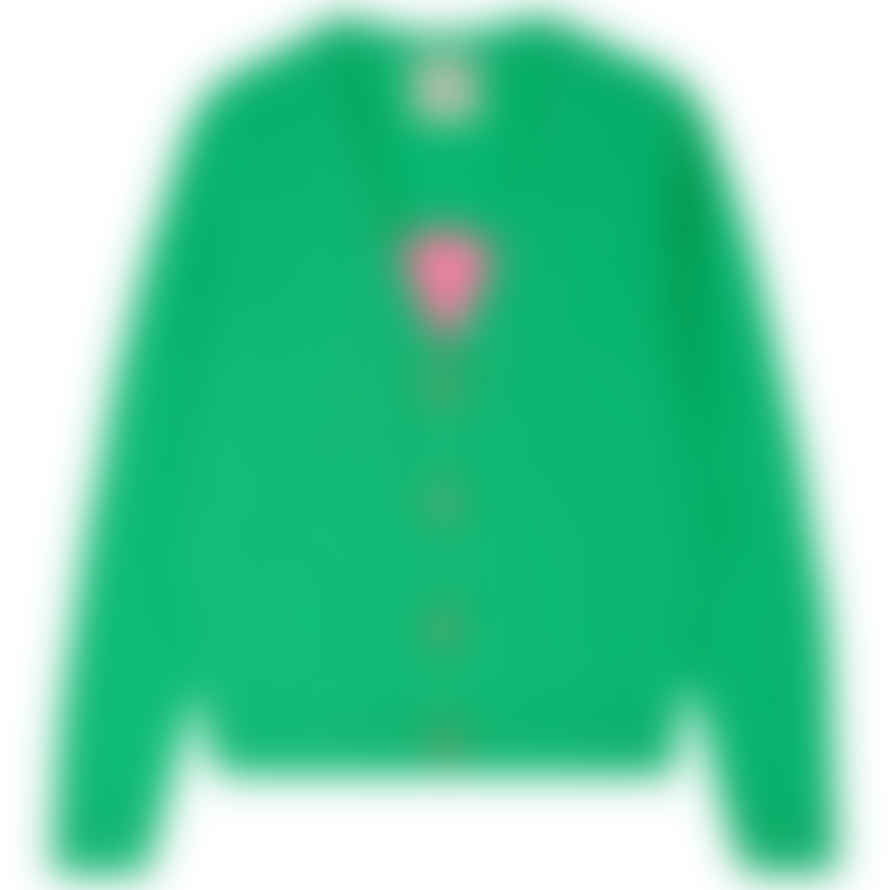 Jumper 1234 Hello Heart Cardigan - Green/candy Pink