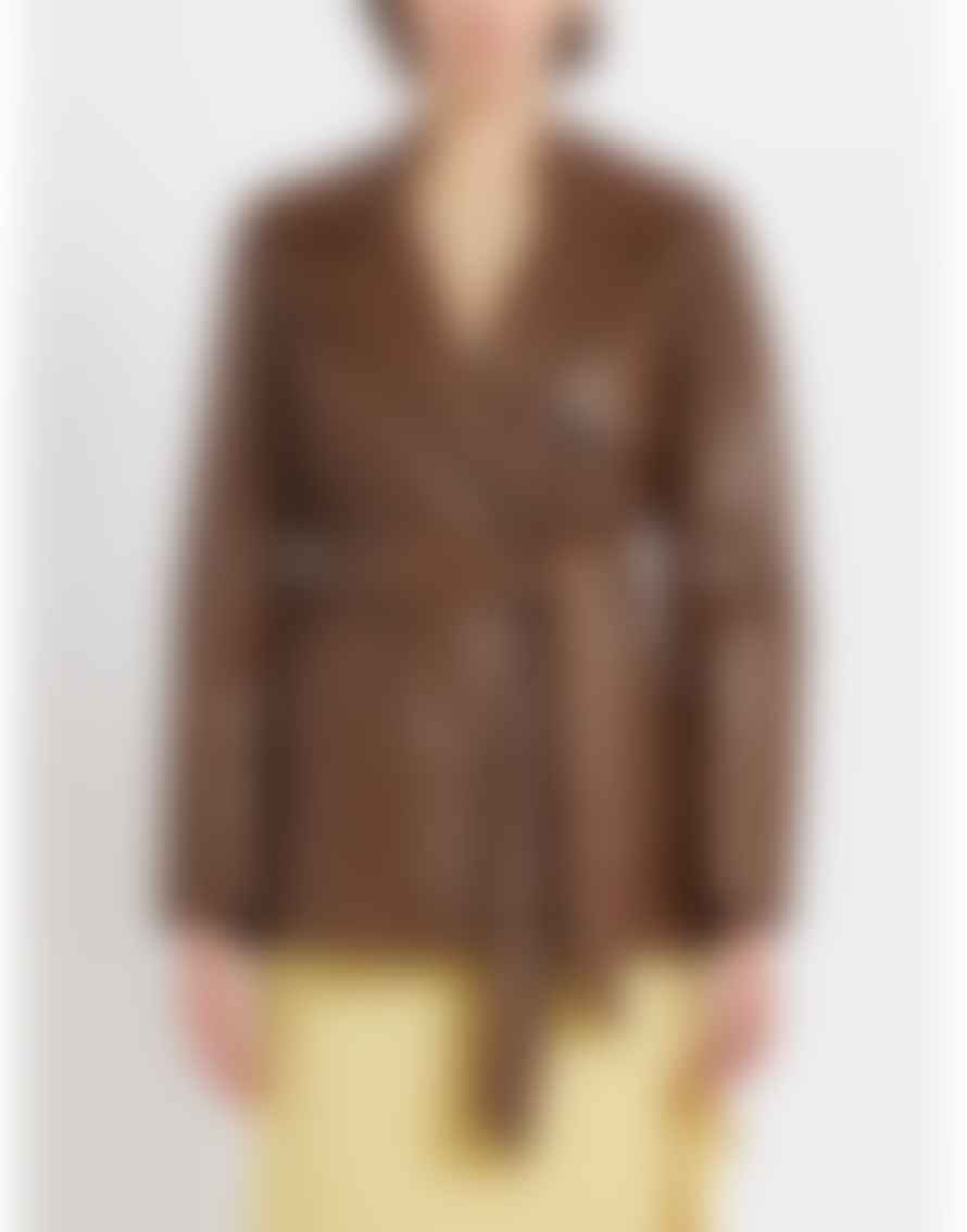 Marella Marella Garbata Leather Jacket Size: 14, Col: Brown