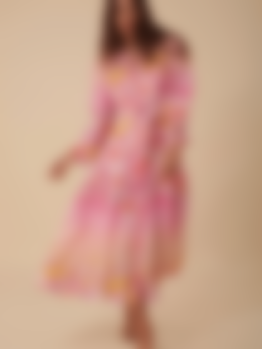 Hale Bob Valerie Pink Linen Midi Dress 3zlb652a