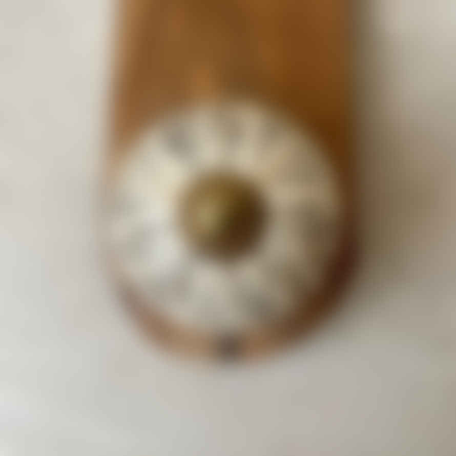 livs Wooden Door Stop Wedge - Cream Ceramic Knob