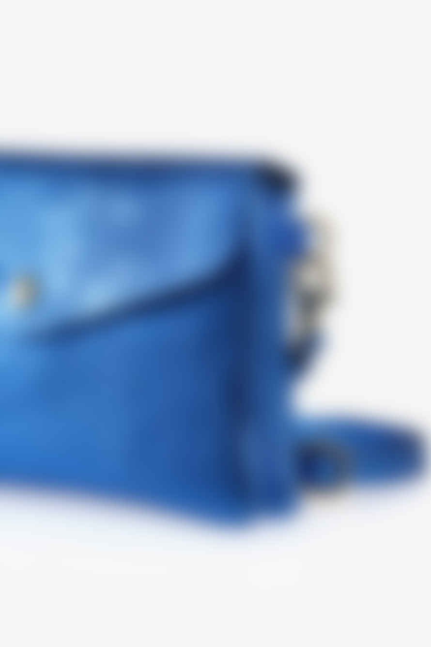 MSH Leather Envelope Clutch - Metallic Blue