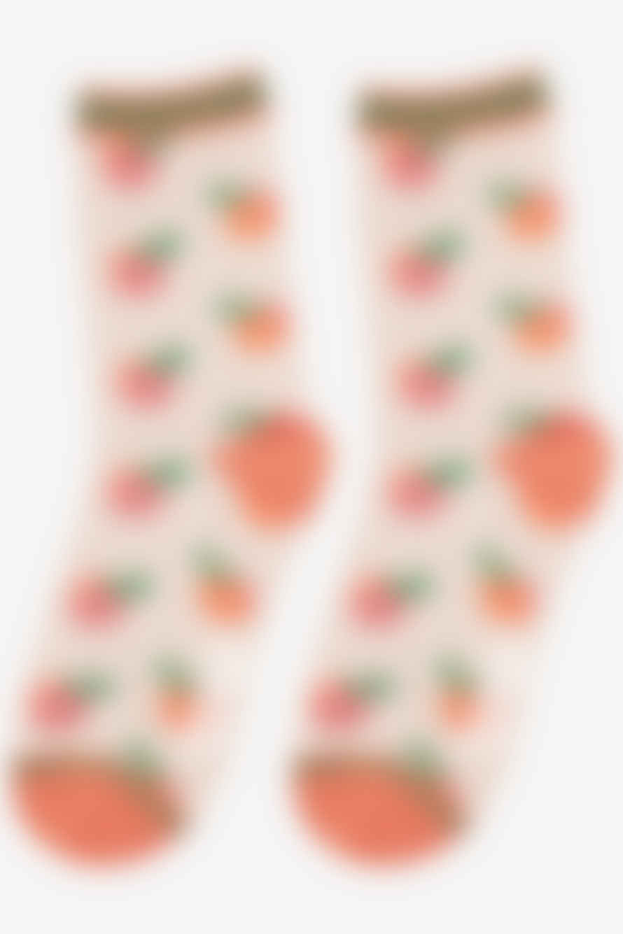 Miss Shorthair Sock Talk - Women's Bamboo Socks | Cream Peach Print