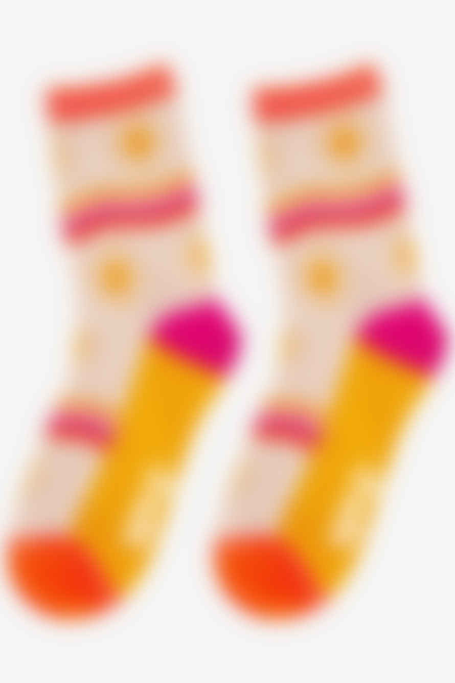 Miss Shorthair Sock Talk - Women's Bamboo Socks | Cream Sunshine Stripe