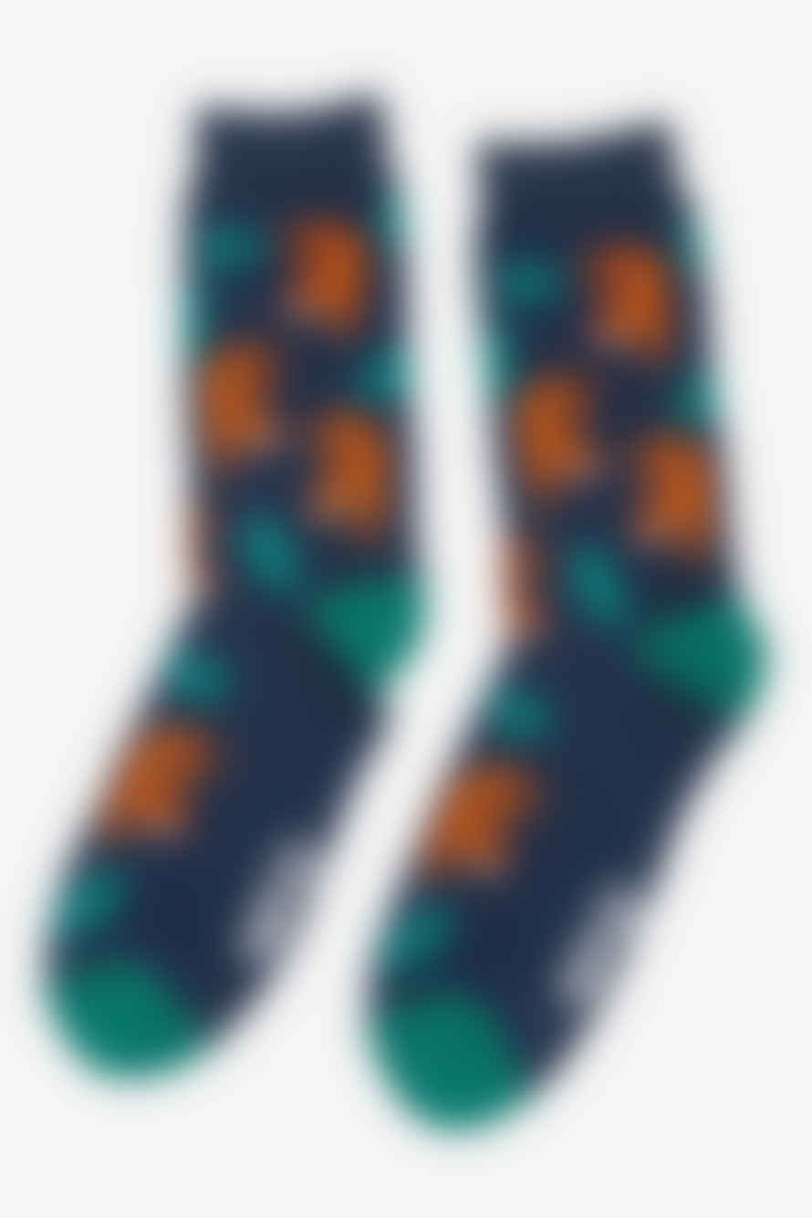 Miss Shorthair Sock Talk - Men's Bamboo Socks | Blue & Green Crouching Tiger