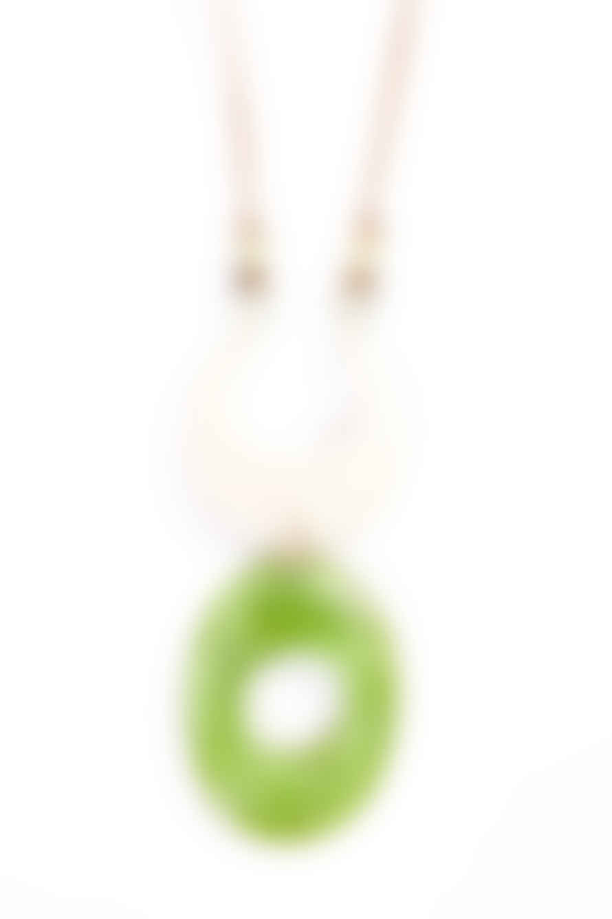 NAYA Moon Shape Necklace with Discs Stone/Green