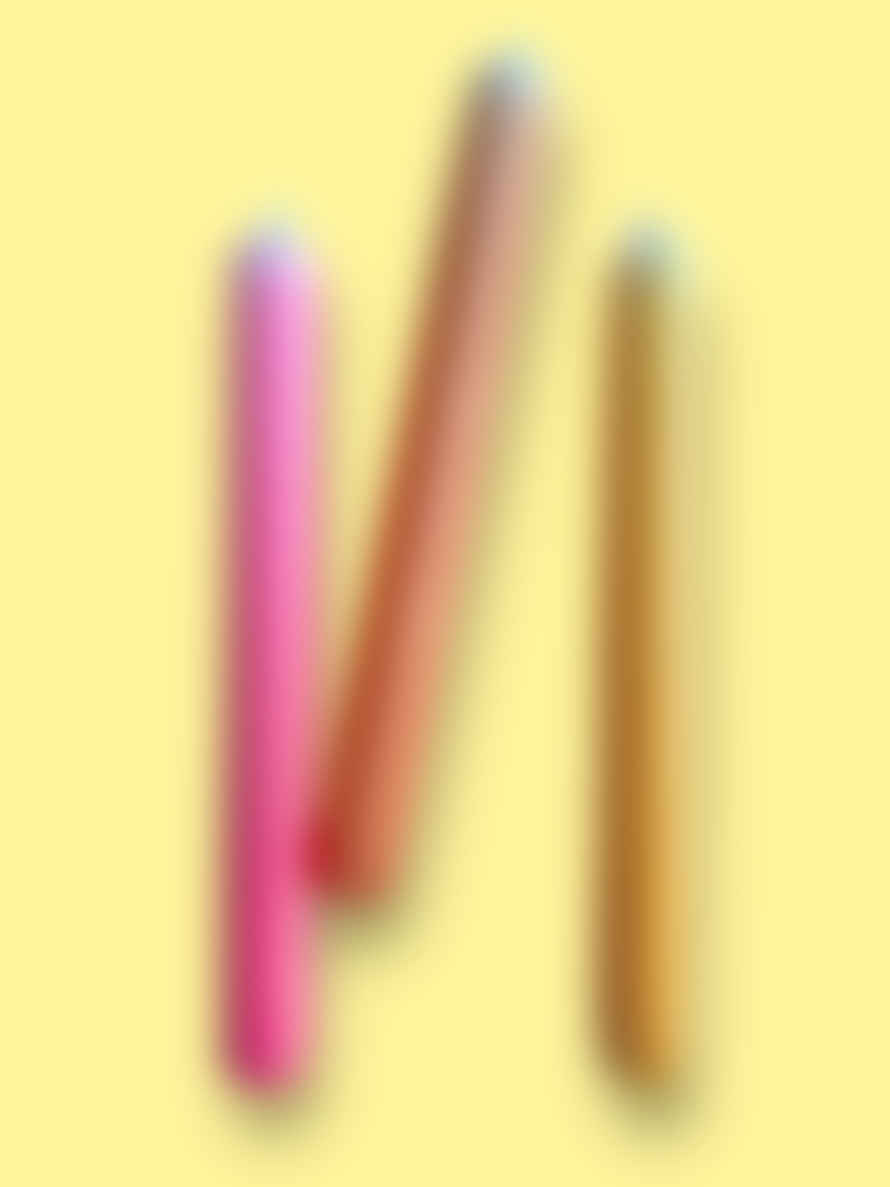 The Colour Emporium Yellow Pinstripes Dip Dye Dinner Candles Trio