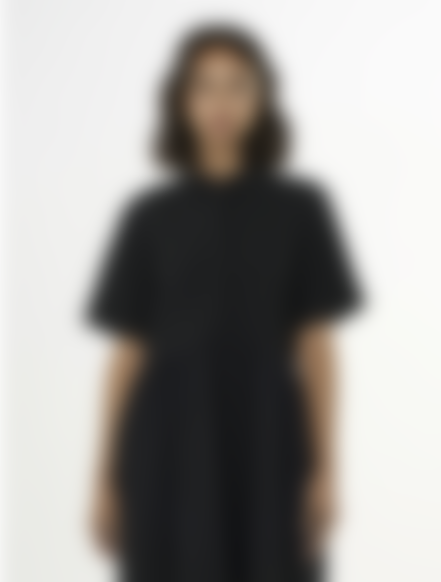 Knowledge Cotton Apparel  2200019 Seersucker Short Shirt Dress Black Jet