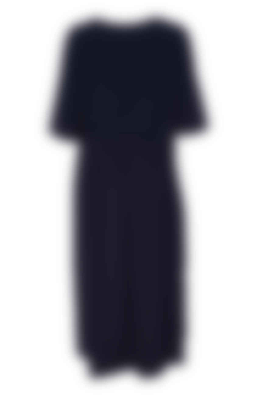 NAYA Jersey Dress/Gathered Contrast Skirt Navy