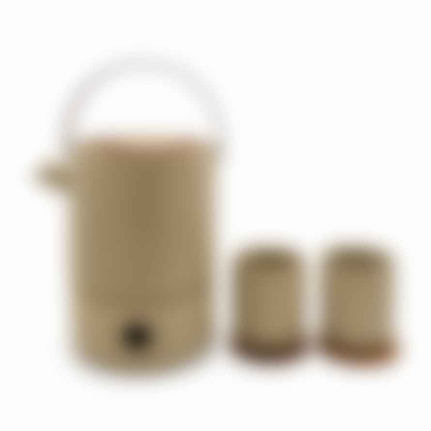 Bredemeijer Holland Tea Bredemeijer Umea Design Tea Set Stoneware Teapot 1.2l With Warmer In Loam Grey With Bamboo Lid