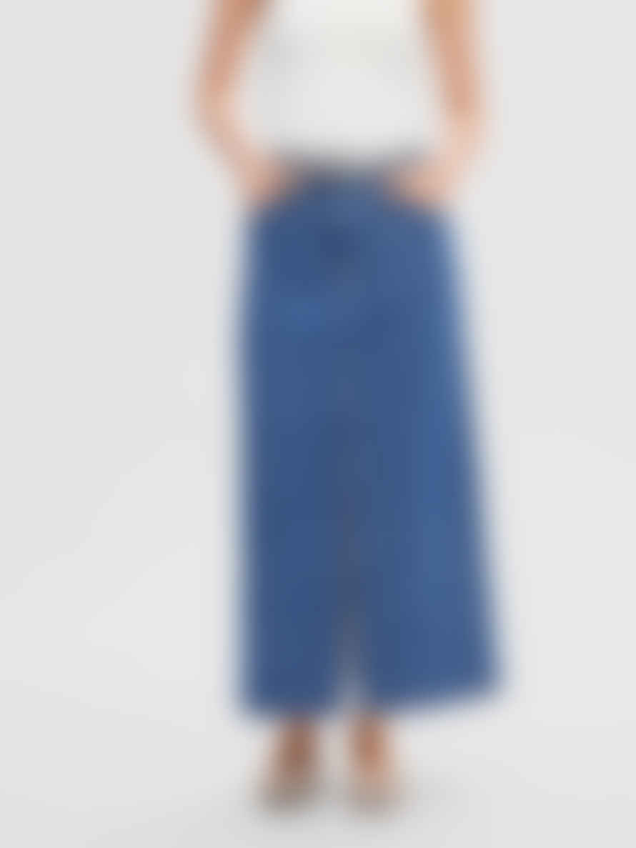 Selected Femme Bella High Waist Maxi Denim Skirt - Marine Blue