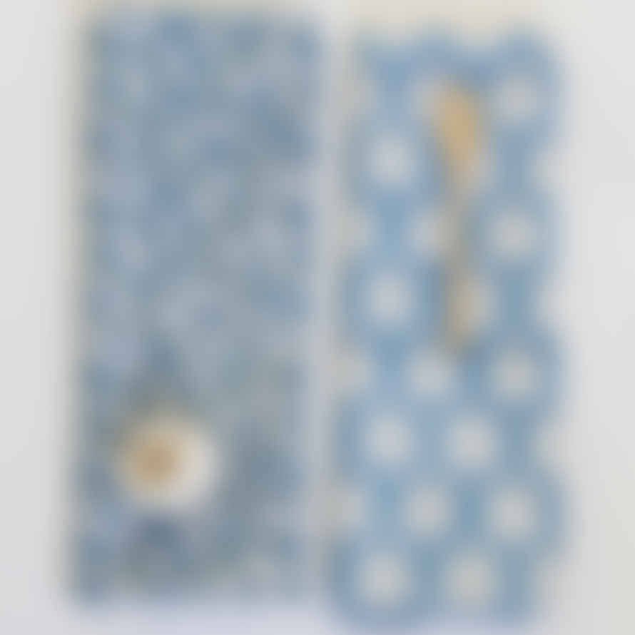 Rozablue Block Print Tea Towel - Blue